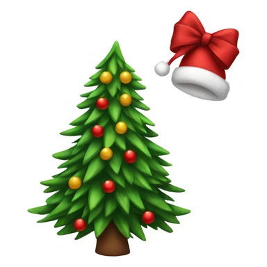 Pine Christmas tree with red bows sticker