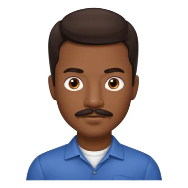 Ricky Bell with dark brown hair and thin mustache sticker