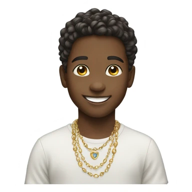 smiling boy with jewelry sticker