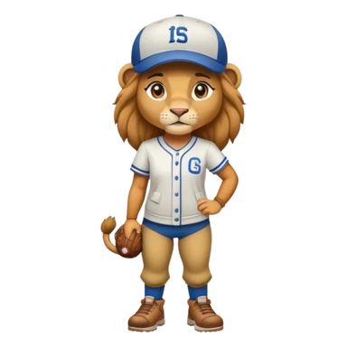 full-body confident female lion wearing a baseball cap sticker