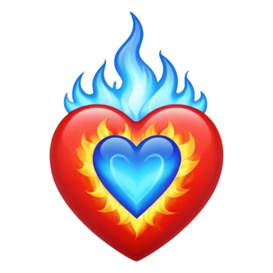 red heart with blue fire sticker