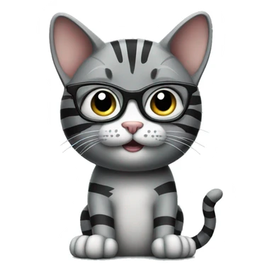 Grey and black striped Cat Wearing Glasses and giving thumbs up sticker