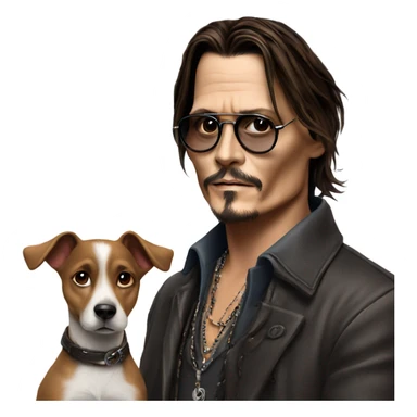 Johnny Depp with a dog sticker