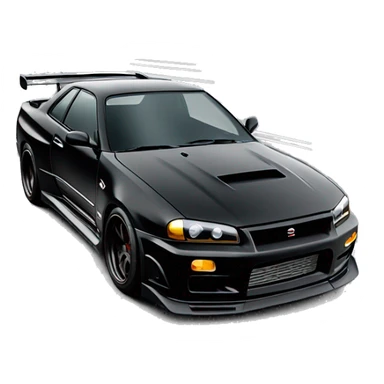 jdm car similar to nissan gtr r34, black color sticker