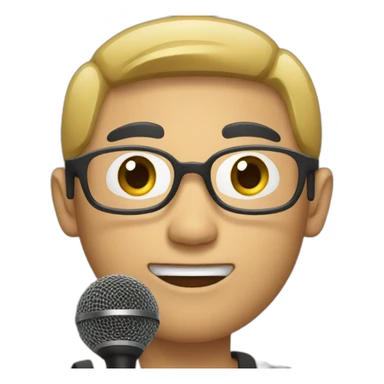 Asian man holding a mic sticker