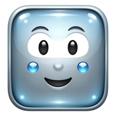 Sparkly glossy silver glass square sticker