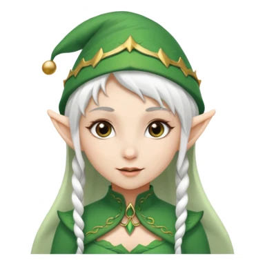 elf girl with elf hat, white hair sticker