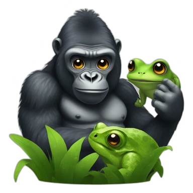 gorilla and frog love sticker