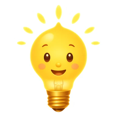 Add a glowing effect to the Bulby bulb, keep the background transparent. The style should maintain the original look with a luminous glow around the bulb. sticker