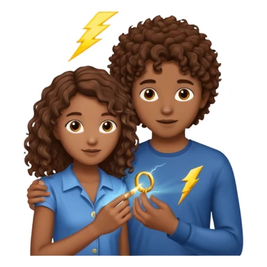 a 15 year old girl with brown curly hair but she has lightnings in it with a brown haired boy who gave her a promise ring sticker