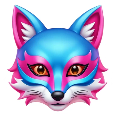 Luminous and neon mask with red, blue and pink fox glow. sticker