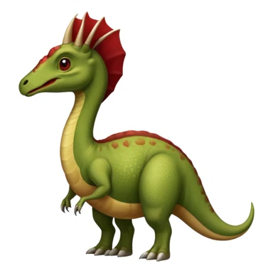 A green parasaurolophus with a dark red crest and a light brown underbelly  sticker