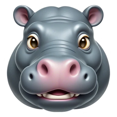 Cinematic Comical Hippo Portrait Emoji, Head tilted dramatically with an exaggeratedly amused expression, featuring a striking, glossy slate-gray hide with bold textured wrinkles, wide, expressive eyes filled with playful disbelief, Simplified yet hilariously expressive features, highly detailed, glowing with a slightly sassy glow, high shine, dramatic yet playful, stylized with an air of cheeky river mischief, bright and endearing, soft glowing outline, capturing the essence of a spirited and over-the-top hippo, so meme-worthy it feels like it could splash its way into internet fame instantly! sticker