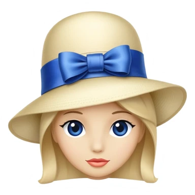 fancy hat with a blue ribbon sticker
