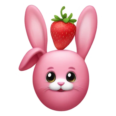 Pink bunny with strawberry  sticker