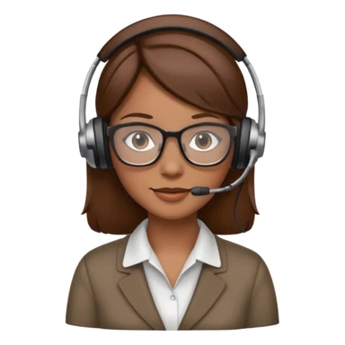 Frau, braune Haare, Brille, mit Headset für Kundenberatung sticker