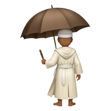 haji pilgrim holding umbrella, back view sticker