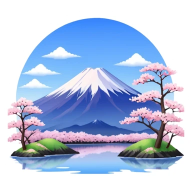 Cherry blossom scenery, Mount Fuji sticker