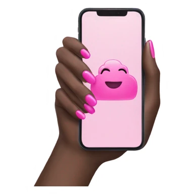 black hand Pink nails holding phone  sticker