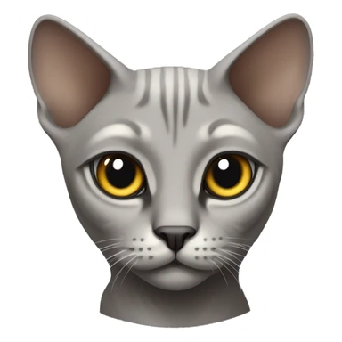 a grey fold-eared cat of the Sphinx breed with hollow eyes sticker
