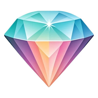 A sleek diamond logo with a black outline, set against a pastel gradient in four different colors. Smaller diamonds surround it, forming a larger diamond pattern. Playful yet polished, perfect for branding or digital media. sticker