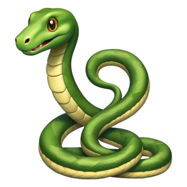 friendly anthropomorphised snake in jeans and a t-shirt, walking with a smile sticker