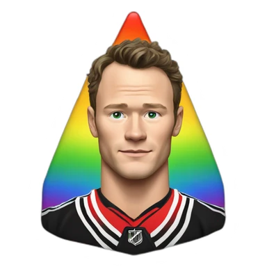 Jonathan Toews in rainbow triangle sticker
