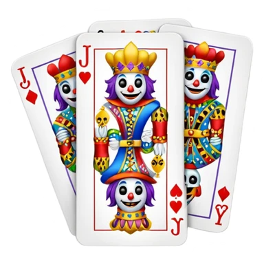 bunch of 3 poker cards, with crazy colorful jolly jokers inside sticker