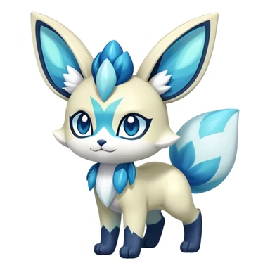 Colorful Iridescent Exotic Meowstic-Aurorus-Glaceon-Fakémon-hybrid-creature (full body)  sticker