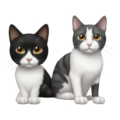 A black and white cat and a brown and grey cat sticker