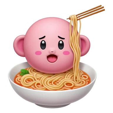 Kirby eating noodles sticker