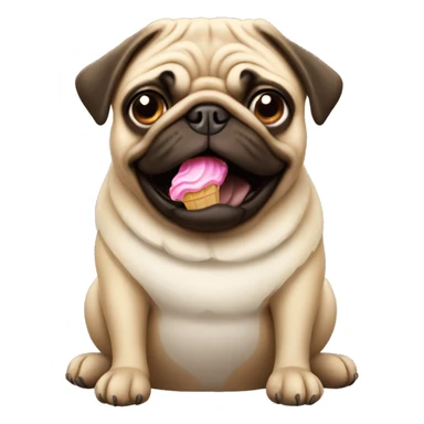 a pug with a big head who eats ice cream sticker
