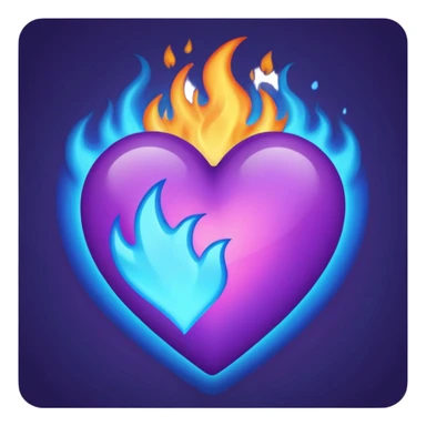 Fade from blue to purple burning heart sticker