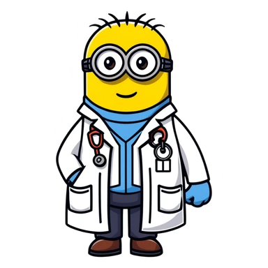 minion character in doctor outfit sticker