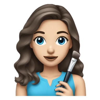 Brunett white girl with blue eyes and makeup kit sticker