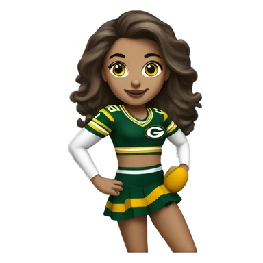 nfl glamourous cheerleader, brunette hair, cheering, Green Bay packer  sticker