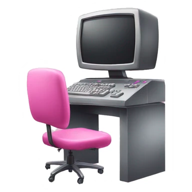 Pink gaming computer with pink chair  sticker