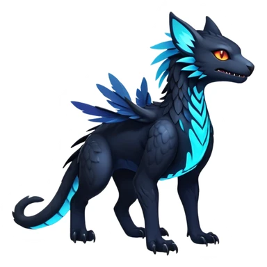 Black Dark Exotic Colorful Beaked Feathery Nocturnal Neon-glowing Abyssal Nightly Abyss-Cat-Gryphon-Salandit-Nargacuga-Silvally-Vernid-Sergal-Fakémon-Hybrid-Creature (full body) sticker