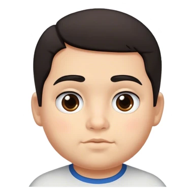 A not very thin Portuguese boy with dark hair, slightly narrow dark eyes, chubby cheeks, a short haircut, and moderately thick dark eyebrows. sticker