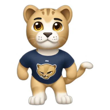 Goyo is an animated puma wearing a UNAM puma t-shirt sticker