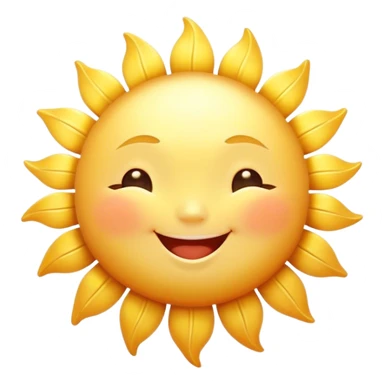 Cinematic tiny happy sun, golden and round, chubby with a warm smile, gentle rays beaming softly, radiating warmth and happiness, irresistibly cute. sticker