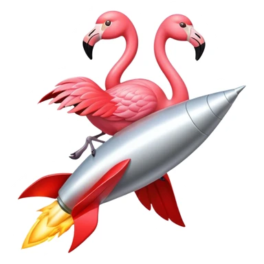 Flamingo with Supermancape sitting on a rocket sticker