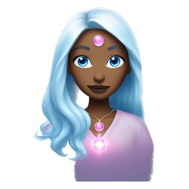 magical diva with thin pink andromedan skin long hair and blue eyes glowing third eye sticker