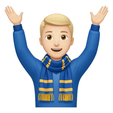 joyful fan with raised hands and scarf of Levski, sector B sticker