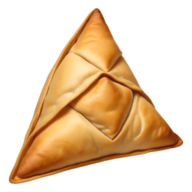 Samosa Cinematic Realistic Samosa Snack Emoji, depicted as a crispy, golden triangular pastry filled with spiced vegetables or meat, rendered with rich textures and vibrant, appetizing lighting. sticker