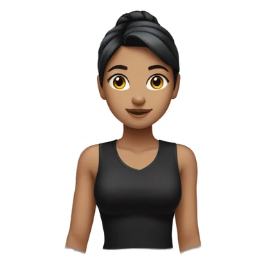 girl with black hair in a ponytail and a black sleeveless shirt sticker