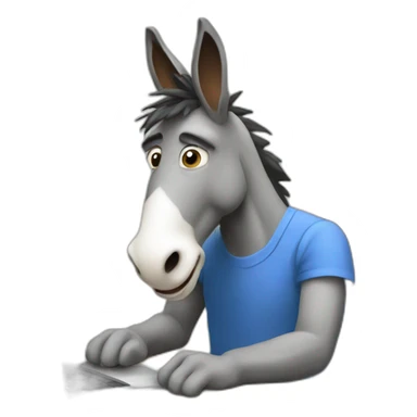 The donkey works at the computer sticker