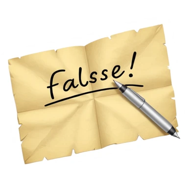 a hand writing 'false' on a piece of paper sticker