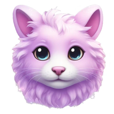Kawaii cute gorgeous colorful sparkly bright light pastel lilac-pink-white-gradient fantasy ethereal fursona animal creature sticker