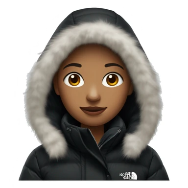 White burgundy haired Girl wearing black northface parka sticker
